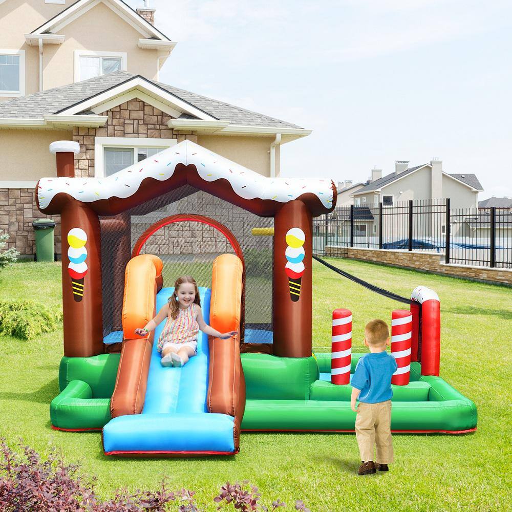 HONEY JOY Snow Bounce House Inflatable Bouncer Jump Climbing Slide with BallPit and tunnel TOPB003232