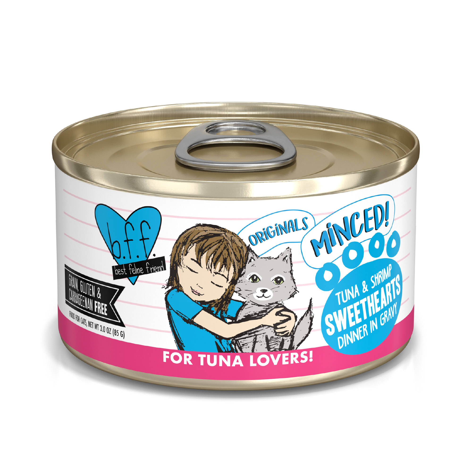 B.F.F. Originals Sweethearts Tuna  Shrimp Dinner in Gravy Wet Cat Food， 3 oz.， Case of 24