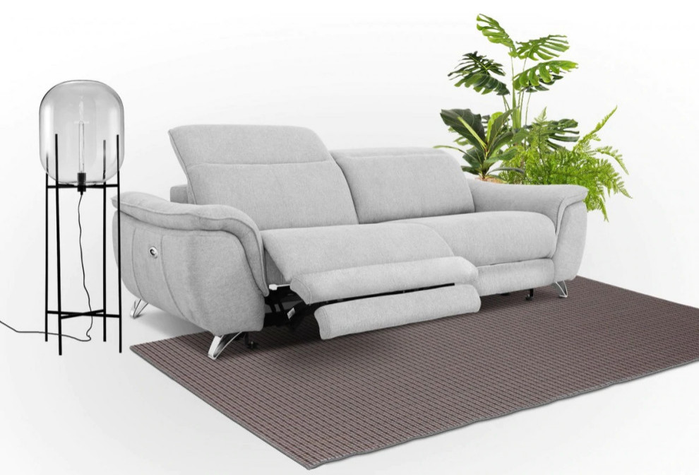 Larson Contemporary Gray Fabric Loveseat With Electric Recliners   Contemporary   Loveseats   by V.S.D Furniture  Houzz