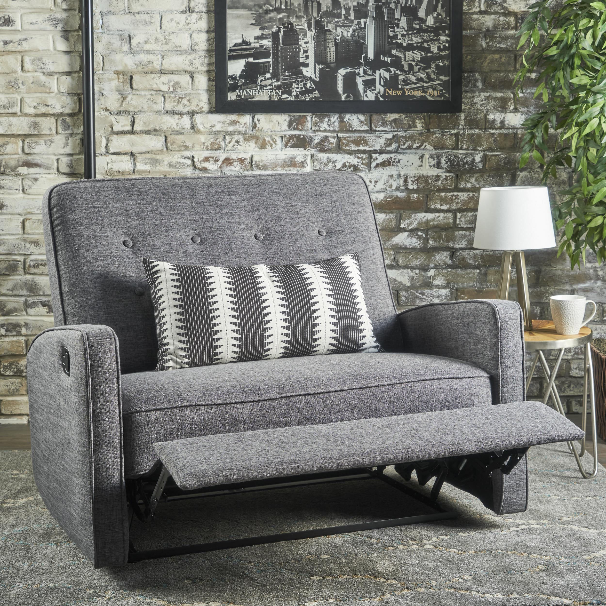 Callade Buttoned Fabric Reclining Loveseat