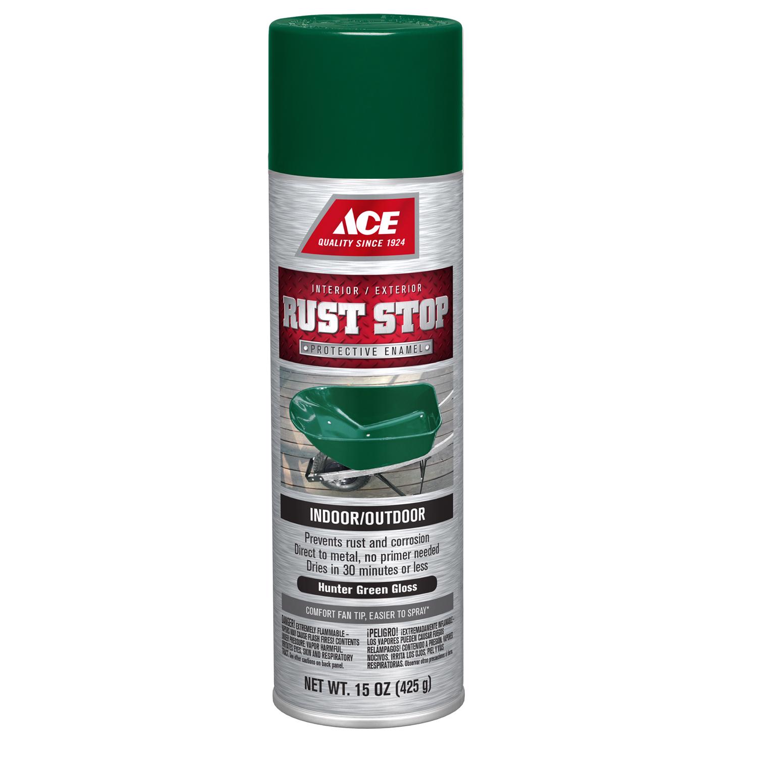 Ace Rust Stop Gloss Hunter Green Protective Enamel Spray Paint 15 oz