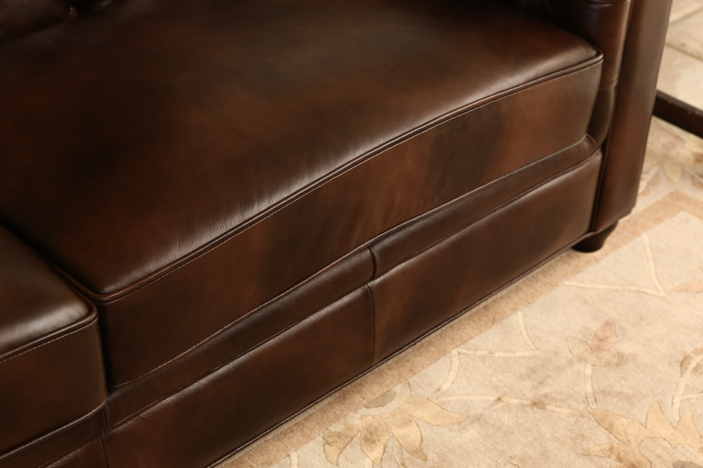 Tuscan Tufted Top Grain Leather Sofa  Brown   Traditional   Sofas   by Abbyson Living  Houzz