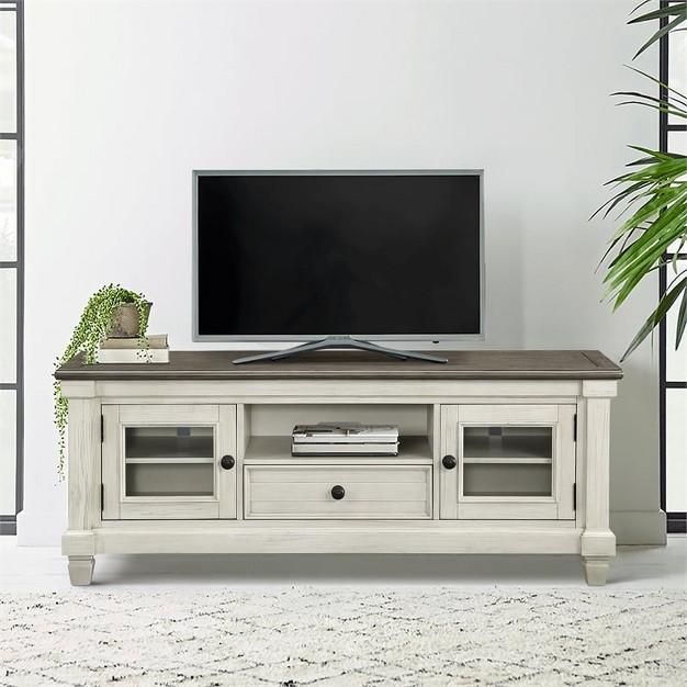 Lexicon Granby Wood Tv Stand In Antique White And Rosy Brown