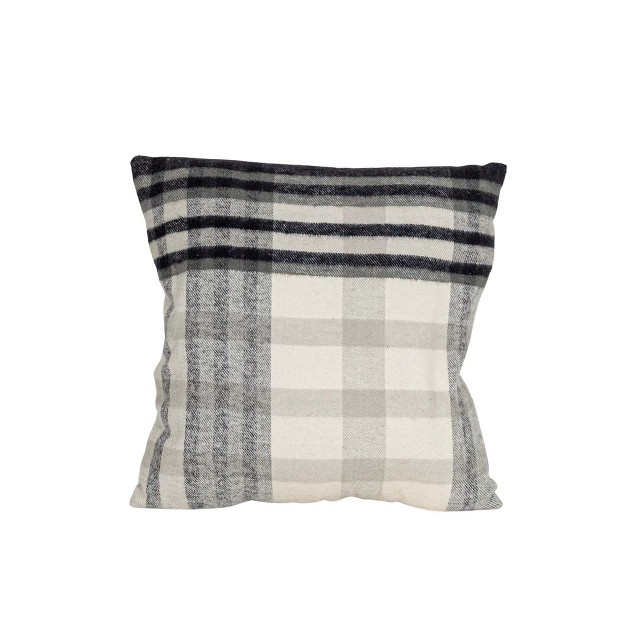 14x14 Inch Hand Woven Plaid Throw Pillow Black Cotton With Polyester Fill By Foreside Home amp Garden