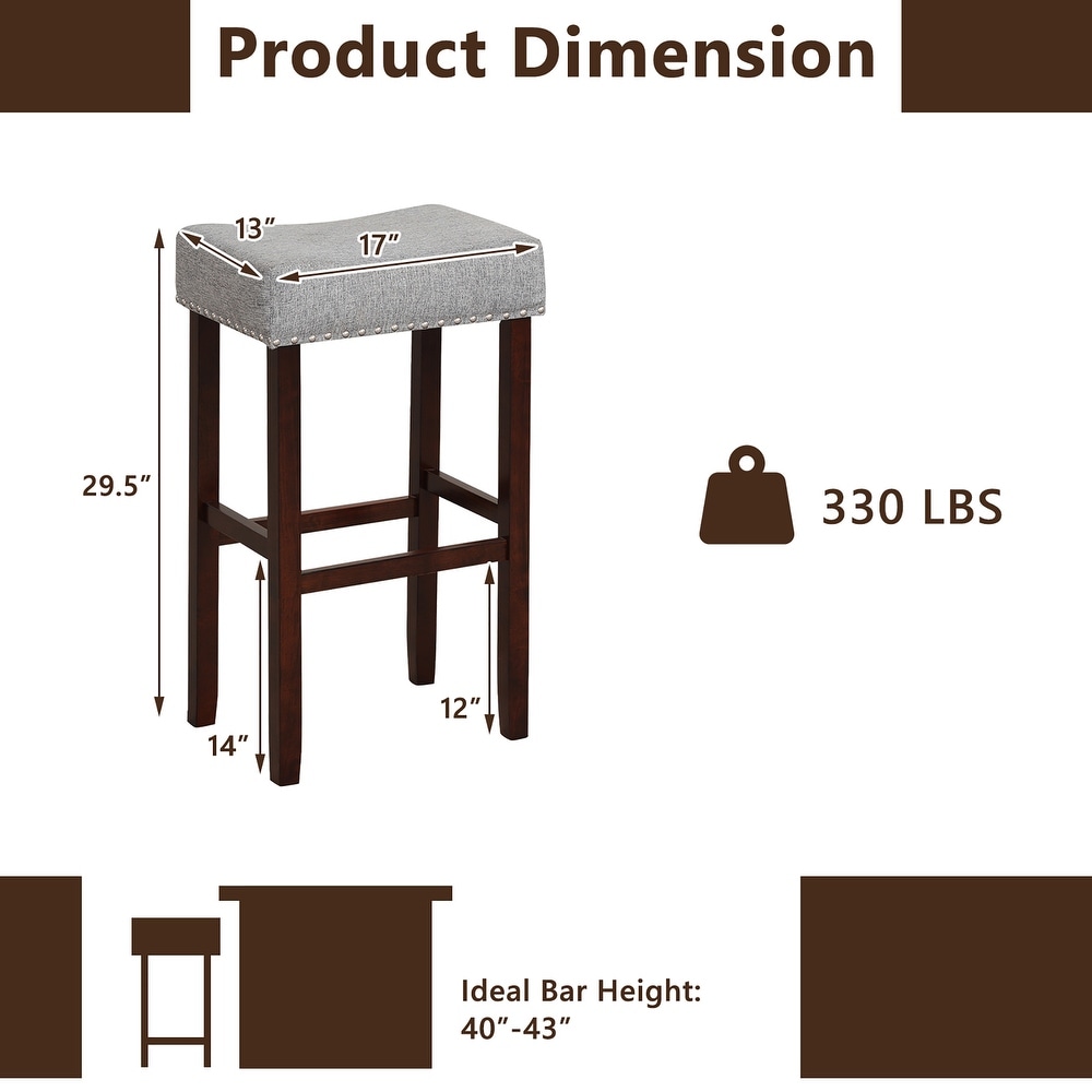 Costway Set of 2 Counter Height Bar Stools Saddle Kitchen Chairs