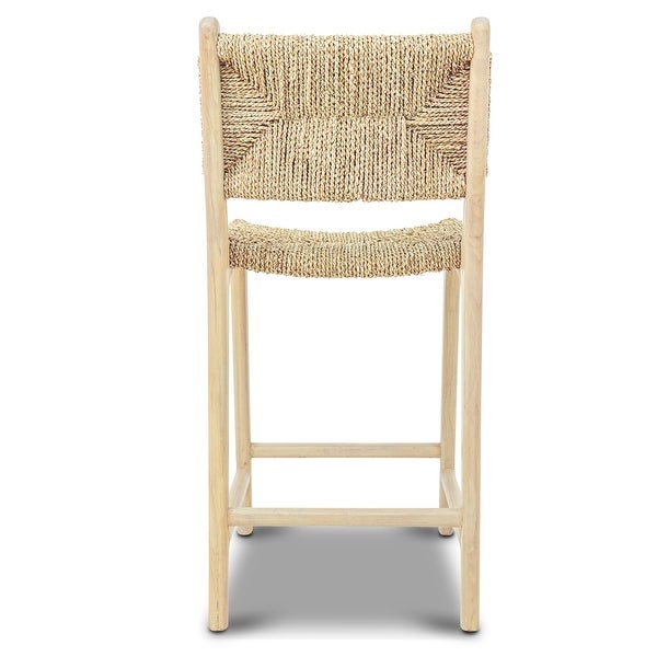 Poly and Bark Forli Teak Indoor Counter Height Stool in Natural - Solid Wood Frame