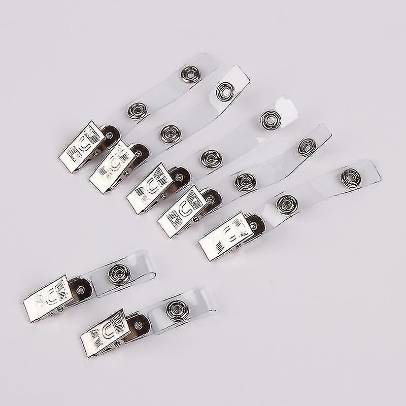 100pcs Metal Badge Clips With Clear Pvc Straps For Id Cards， Badge Holders