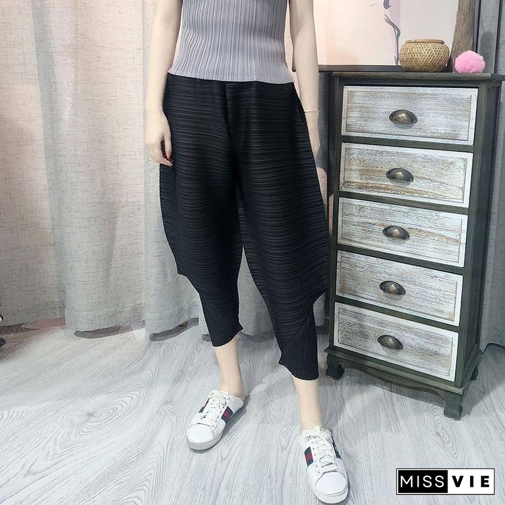 autumn winter Korean trousers pleated wide leg harem pants plus size women casual Ankle-Length lantern flare pants