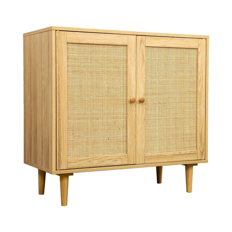 Rattan Storage Cabinet  Accent Cabinet with Doors  Buffet Cabinet with Storage for Living Room  Hallway  Bedroom