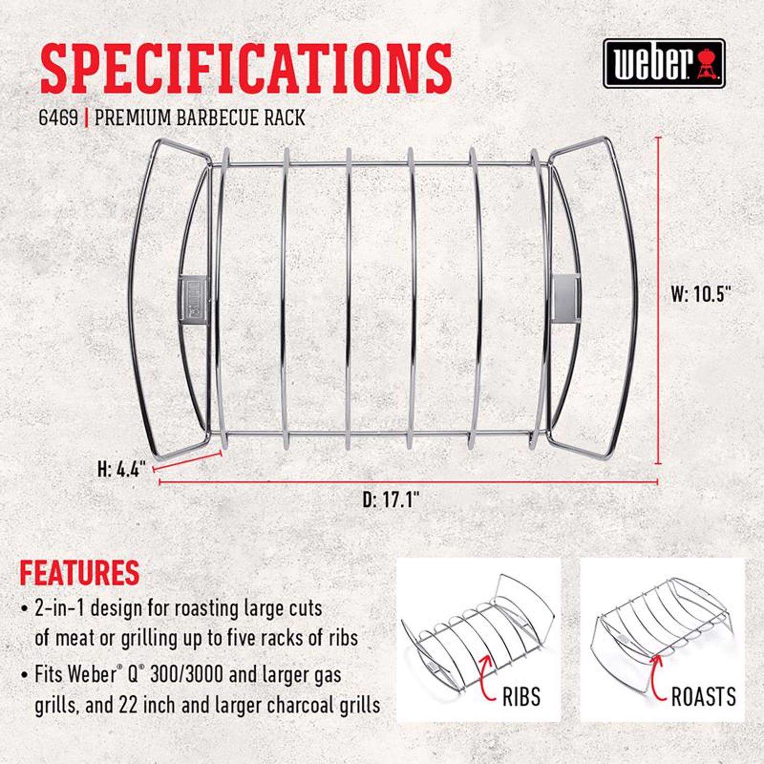 Weber Steel Roasting Rack 17.1 in. L X 10.5 in. W 1 pk