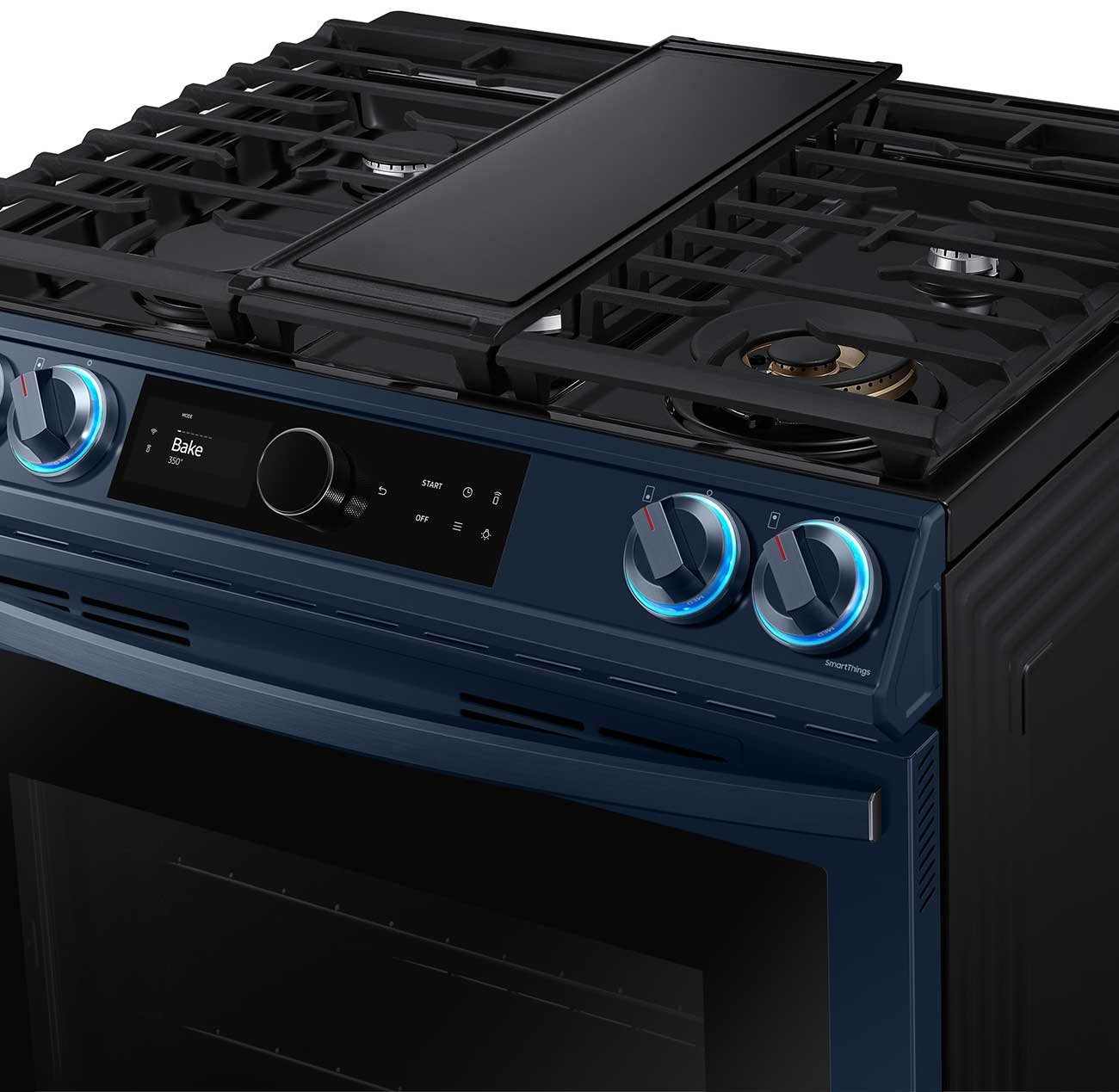  ADA 6 Cu. Ft. Fingerprint Resistant Navy Steel BESPOKE Front Control Slide-In Gas Range With Smart Dial and Air Fry