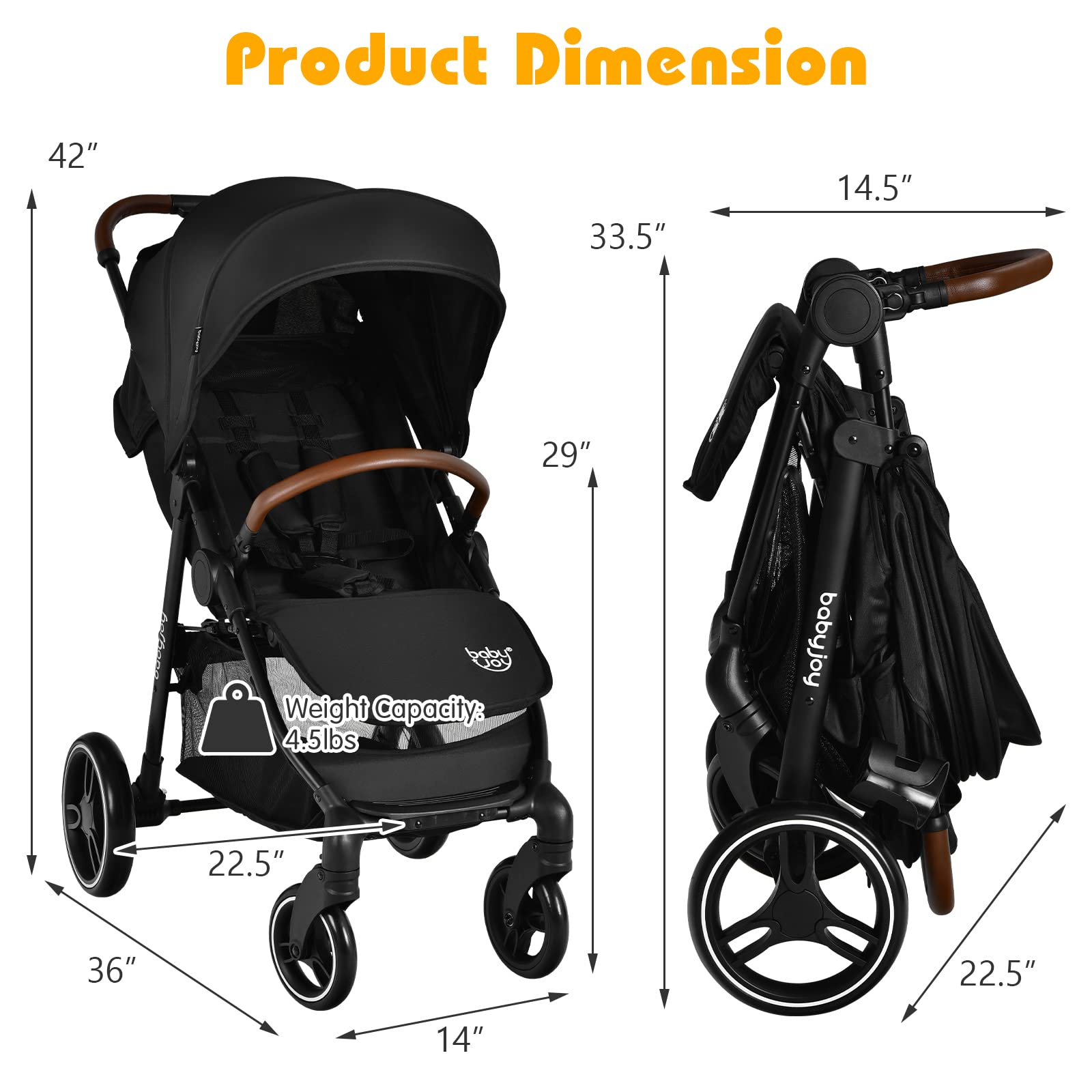 BABY JOY Baby Stroller, High Landscape Infant Carriage Newborn Pushchair with Foot Cover