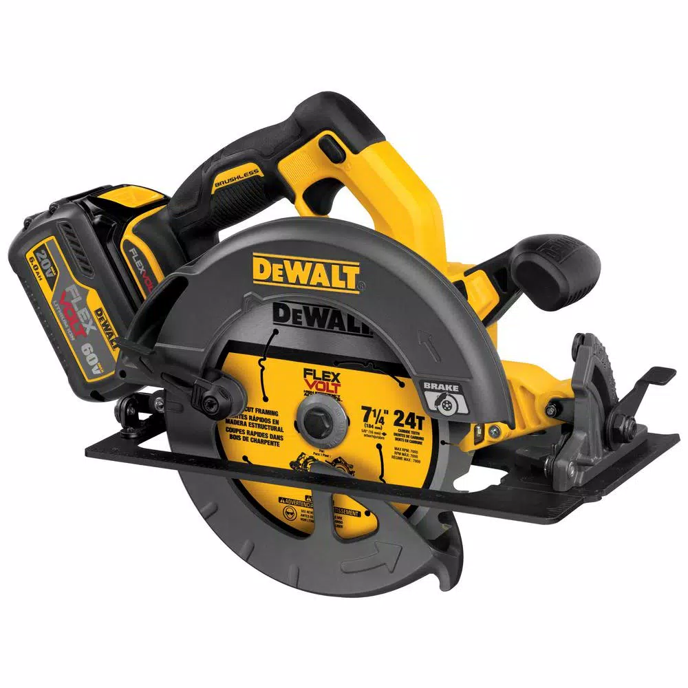 DEWALT FLEXVOLT 60-Volt MAX Cordless Brushless 7-1/4 in. Circular Saw， (1) FLEXVOLT 6.0Ah Battery and Worksite Radio and#8211; XDC Depot