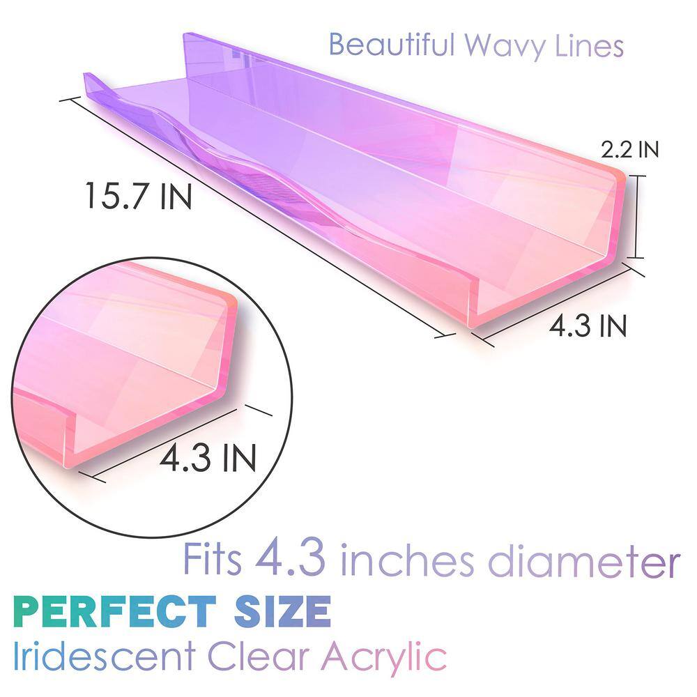 15.7 in. W x 4.3 in. D Iridescent Acrylic Wall Mounted Floating Shelf Decorative Wall Shelf 4-Pack PU1Q9M