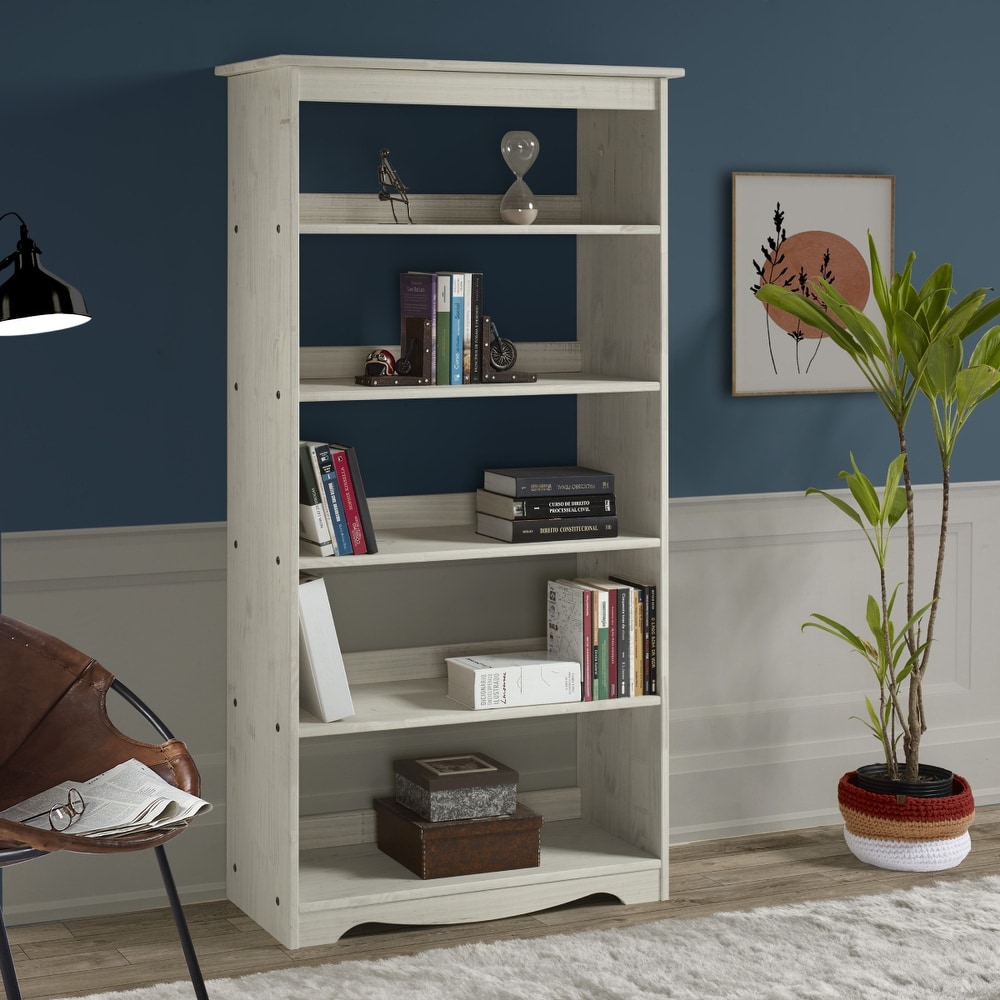 Wood Bookcase White Distressed  Furniture Dash