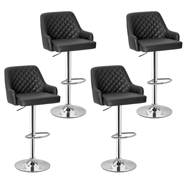 Javlergo Set of 4 Bar Stools Adjustable Counter Height Swivel Barstools with Back and Armrest