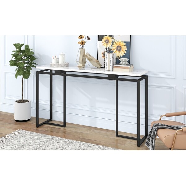 63'' Modern Console Table; Extra Long Entryway Table with Metal Frame for Entryway; Hallway; Living Room; Foyer; - 63