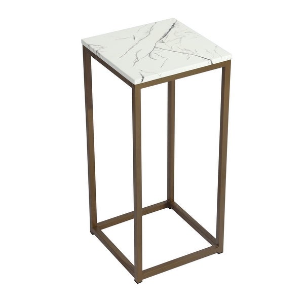 Set of 2 End Table Set， Square Side Tables， Marble panel and Gold frame