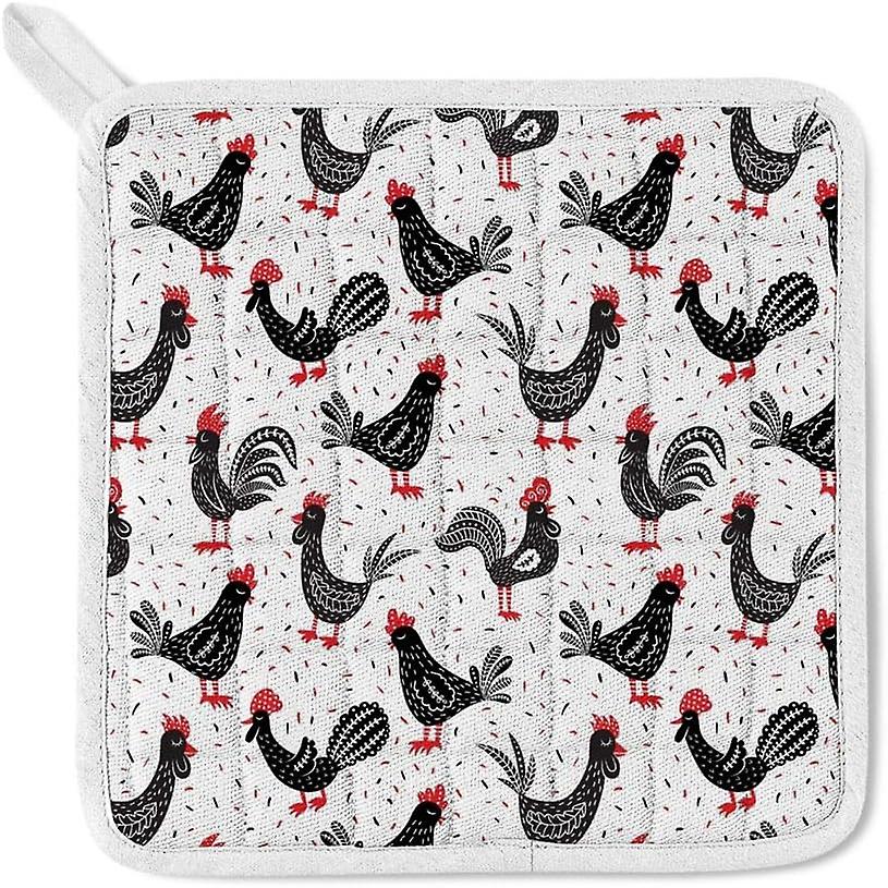 Insulation Kitchen Oven Mitts Potholder Apron 3pcs Set Roosters Non Slip Heat Resistant Gloves For Baking Cooking Bbq