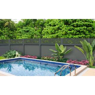 Modinex 72 in. x 16 in. Charcoal Stream WPC Framed Decorative Fence Extension and Wall Decor (2-Pack) USAMOD-3CFT