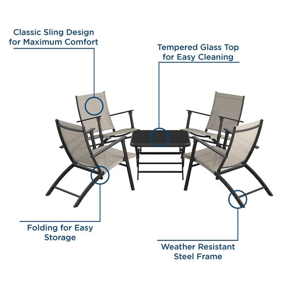 COSCO 5Piece Outdoor Folding Sling Chat Set