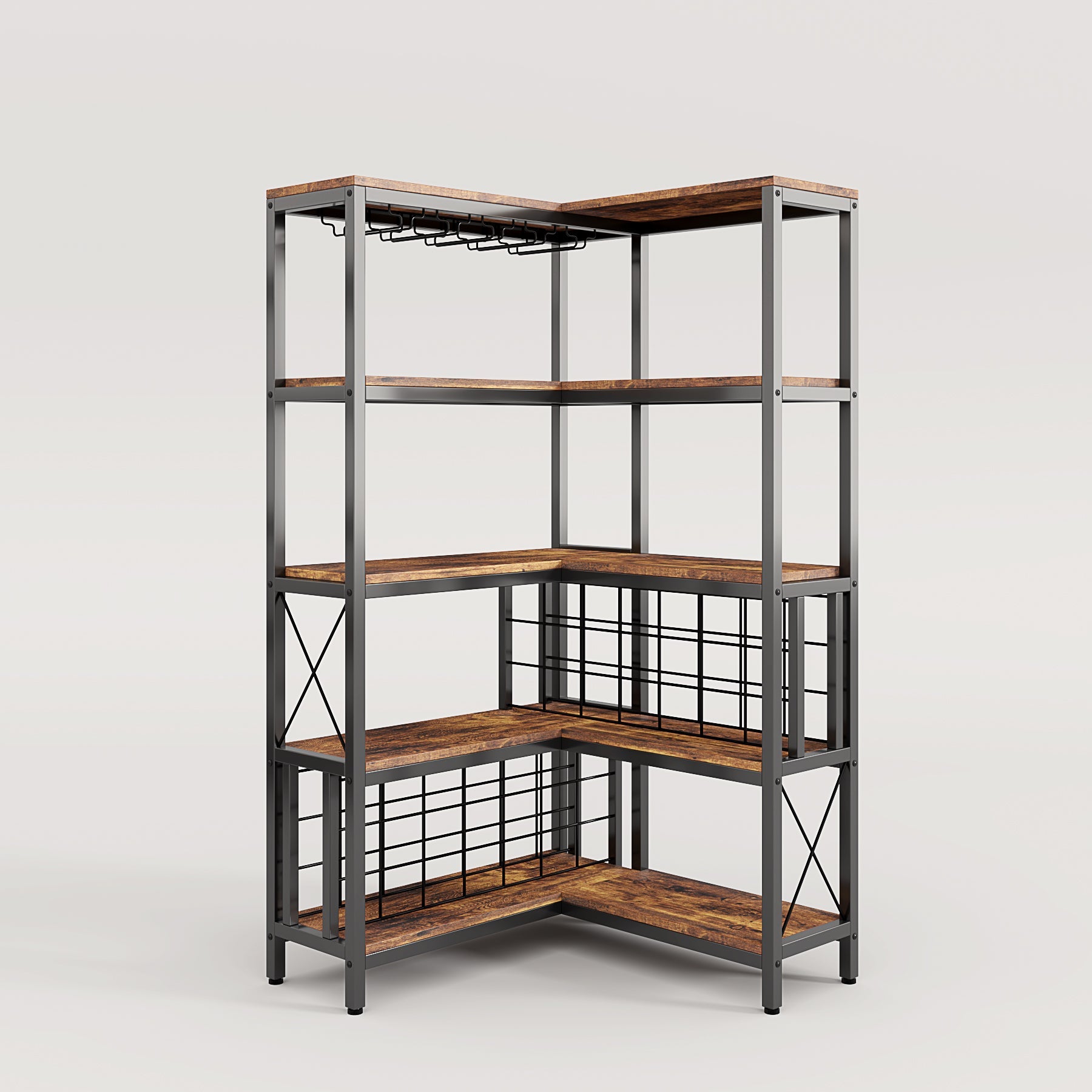 Corner Wine Rack, Freestanding Bar Cabinets for Liquor and Glasses Storage