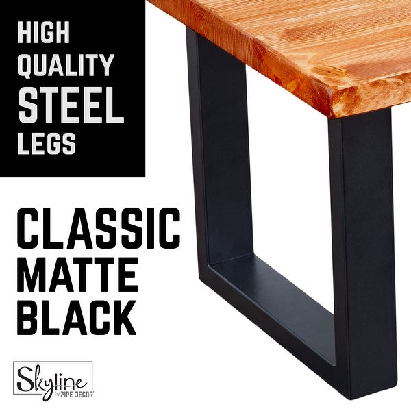 PIPE DECOR Matte Black Steel Modern Square Living Room Table Legs Set of 2