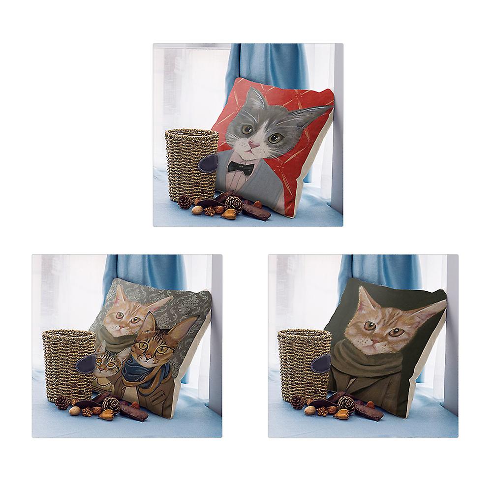 18 * 18 Inches / 45 * 45cm Polyester Cartoon Cat Cushion Cover Decorative Sofa Car Waist Square Pillow Case Pillowcase Home Bay Window Bedside Decor