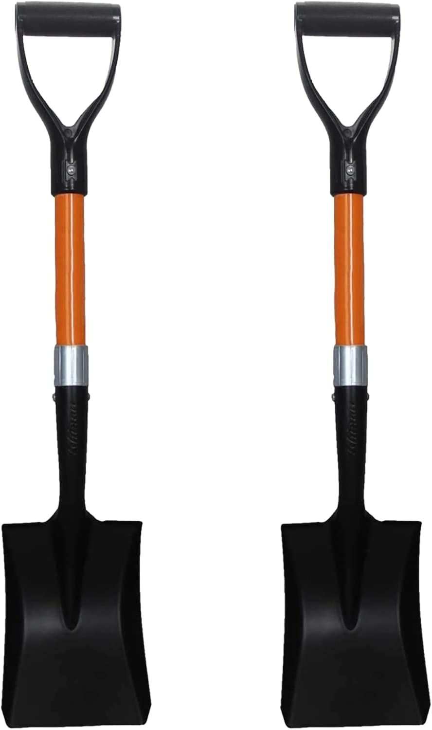 Ashmanonline Heavy Duty Square Shovel 27 inches in Length. Orange Metal Mini Handle Shovel (2 Pack)