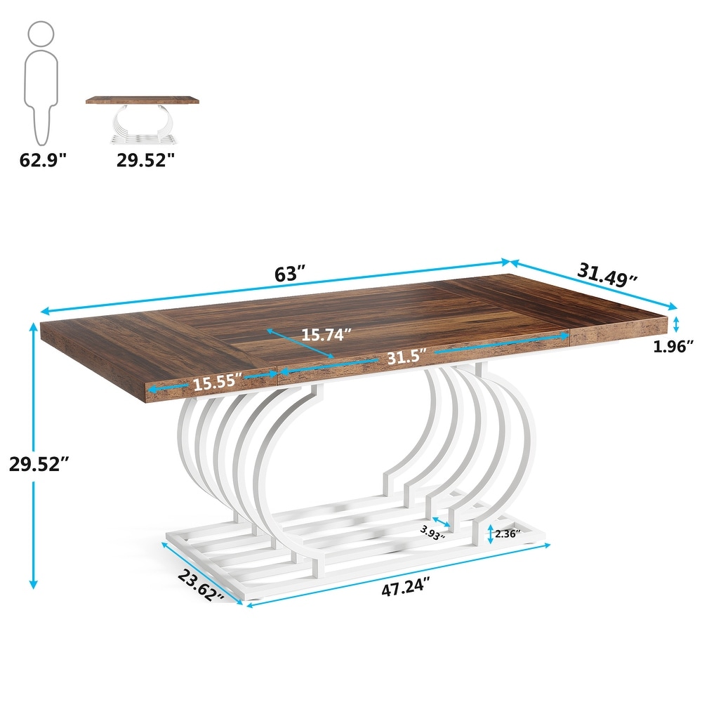 63 inch Dining Table  Faux Marble Wood Kitchen Table for 6 8 People