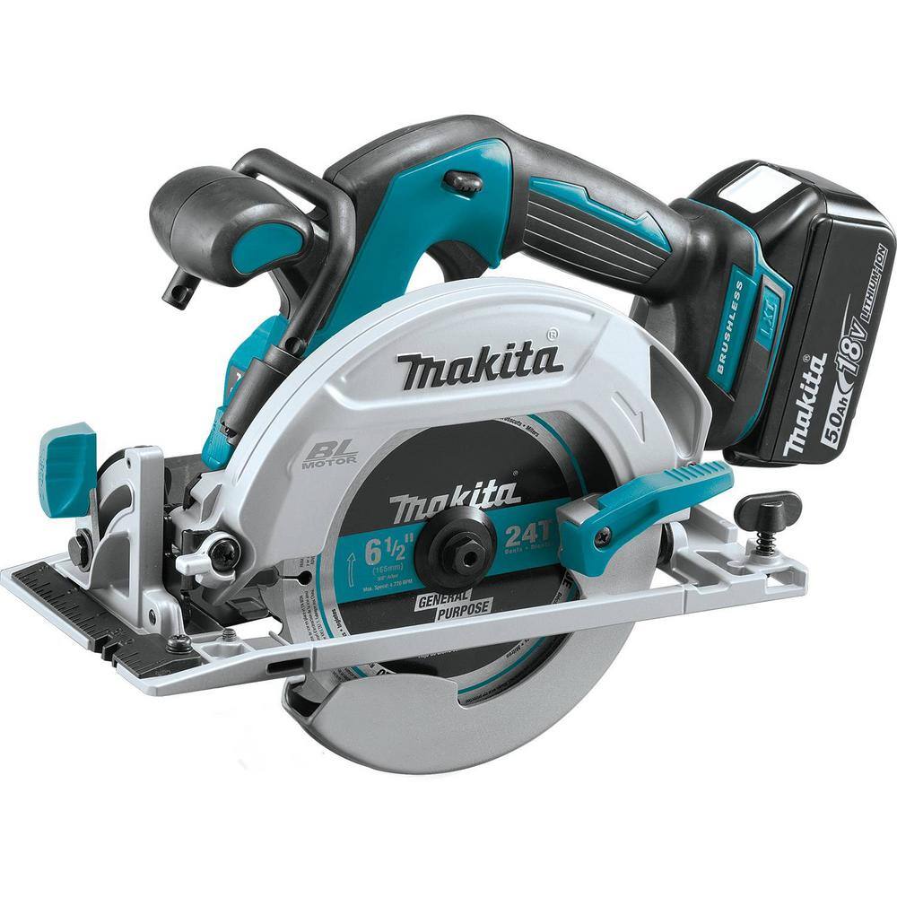 Makita 18V 5.0Ah LXT Brushless 7-Piece Kit(Hammer Driver-Drill Impact Driver ReciproSaw Circ Saw Grinder Radio Light) XT707PT