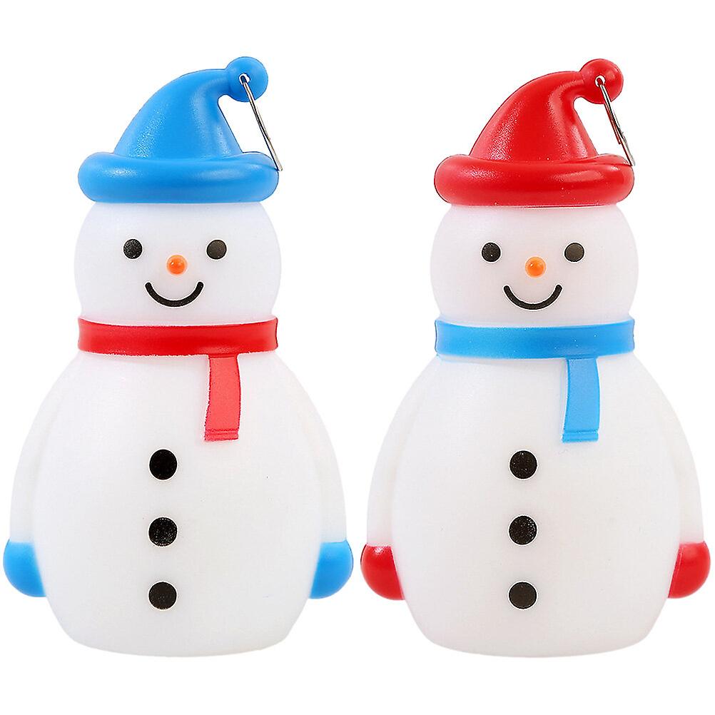 2pcs Snowman Led Lamps Desktop Xmas Snowman Light Christmas Party Snowman Figurine Led Lamp