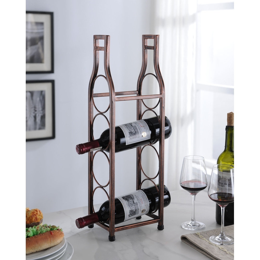 Countertop Metal Wine Rack Storage Holder  Brushed Copper