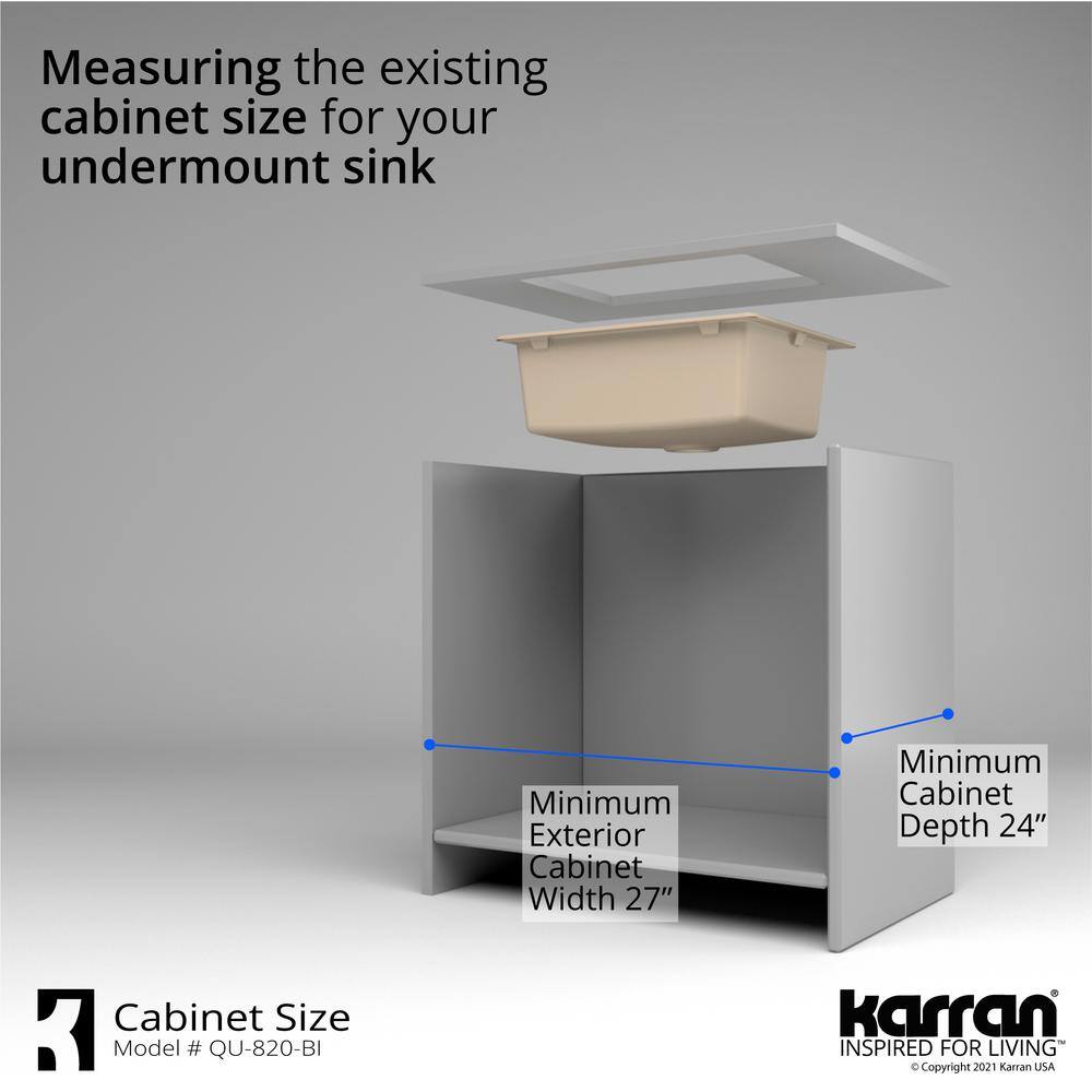 Karran QU- 820 Quartz 24.38 in Single Bowl Undermount Kitchen Sink in Bisque QU-820-BI