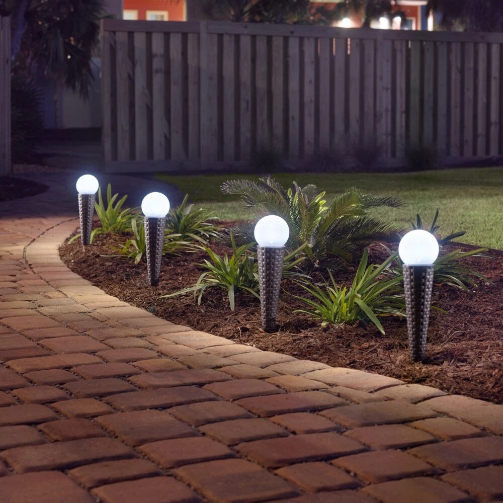 Pella Wicker Solar Pathway Lights - Set of 4