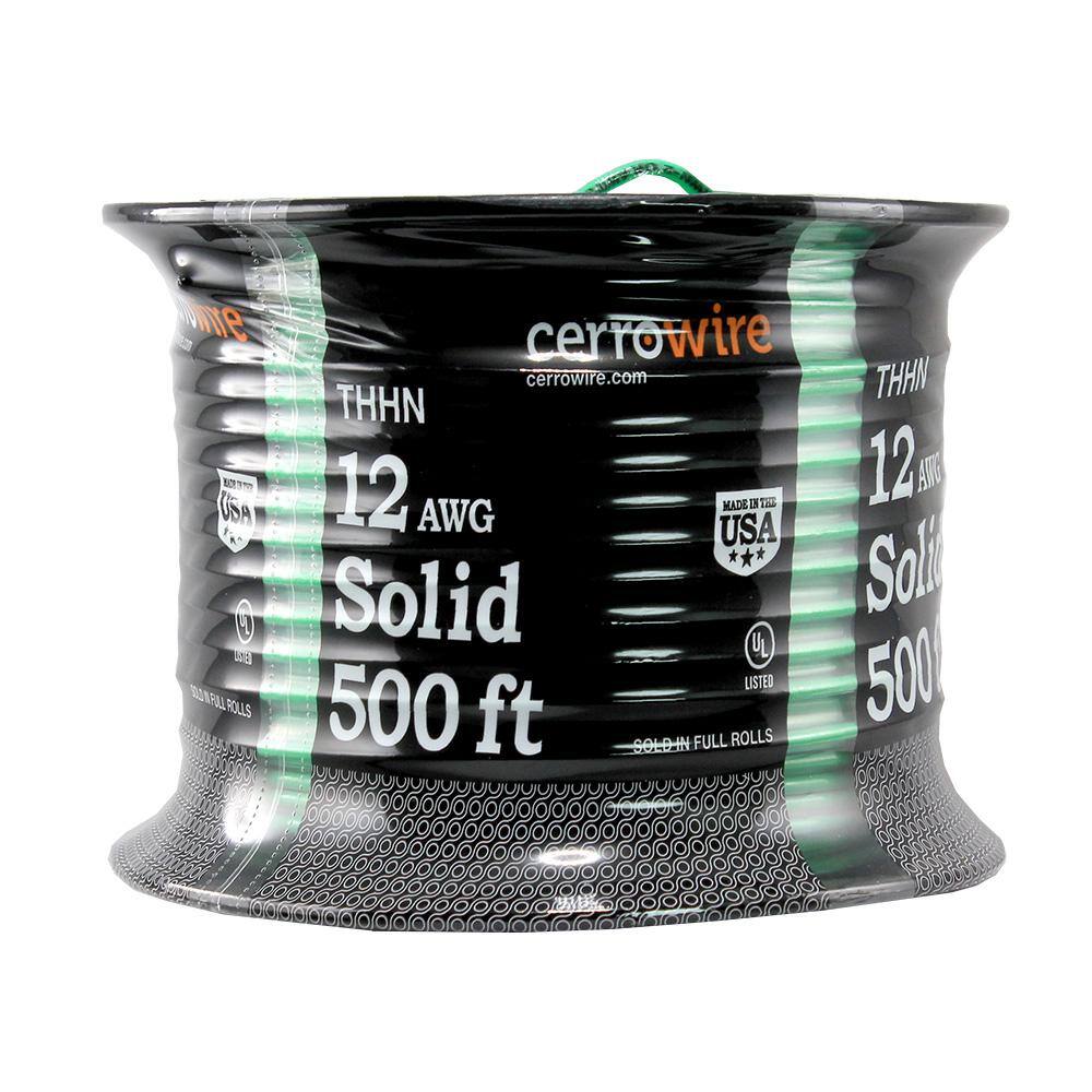 Cerrowire 500 ft.12 Gauge Green Solid CU THHN Wire 112-1655J