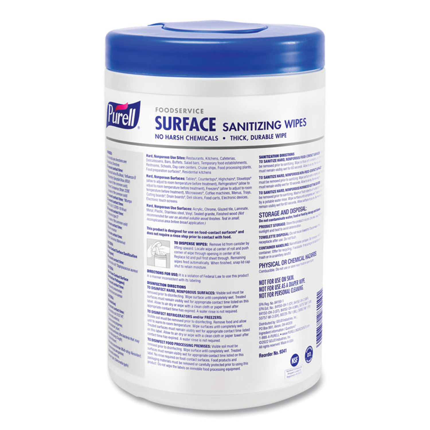 Foodservice Surface Sanitizing Wipes by PURELLandreg; GOJ934106CT