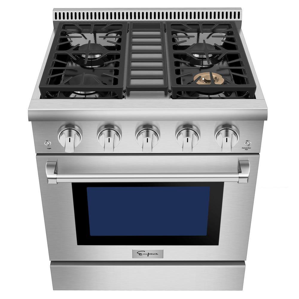 Empava 30 in. 4.2 cu. ft. Single Oven Slide-in Gas Range with 4 Burners in Stainless Steel EPA-30GR03