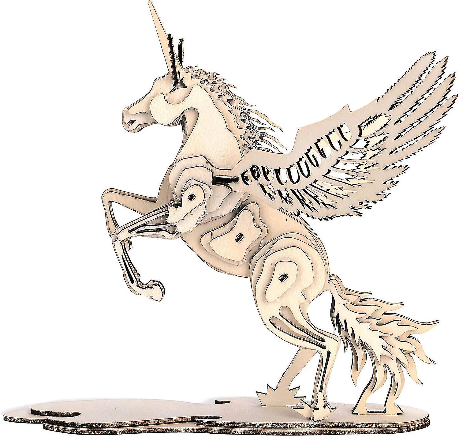 Wooden Unicorn Model Kit Diy Assembly Toy Gift Ideas Birthday Christmas