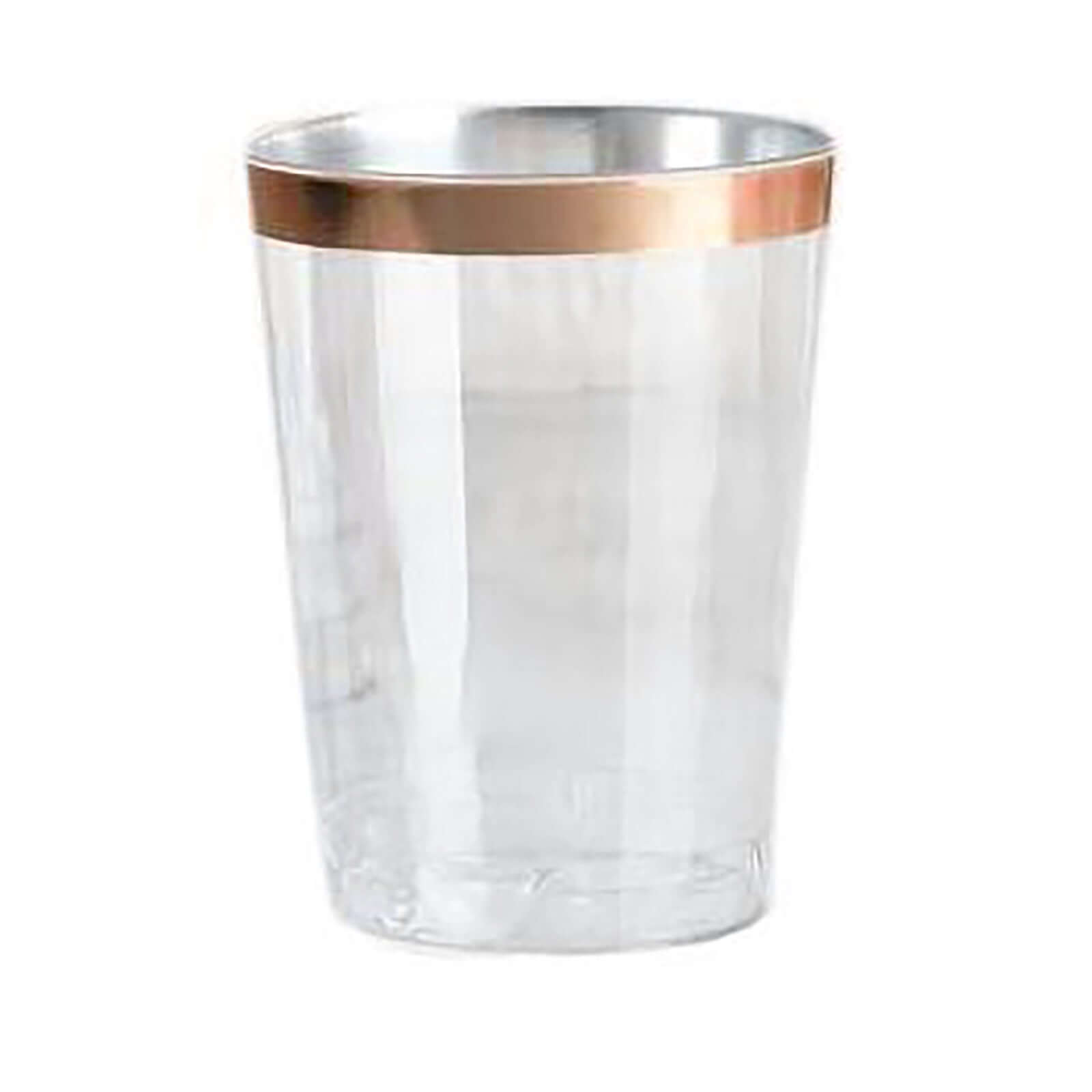 12 Pack Rose Gold Rim Clear Plastic Party Cups, Disposable Tumblers 10oz