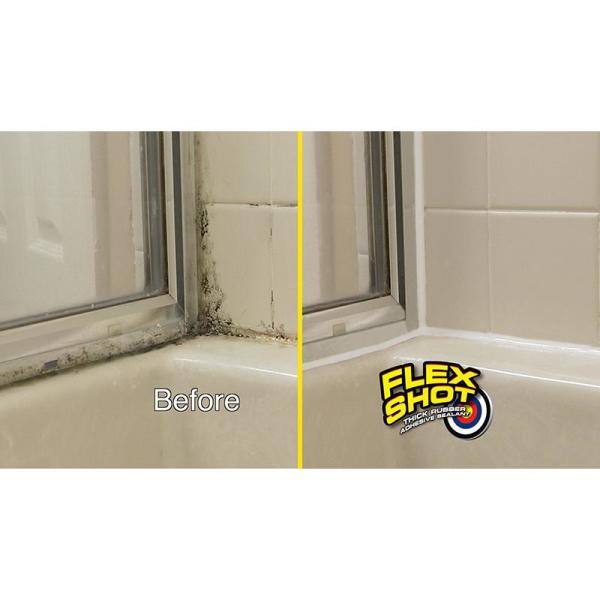 FLEX SEAL FAMILY OF PRODUCTS Flex Shot 8 fl. oz. Almond Thick Rubber Mildew Resistant Waterproof Sealant (4-Pack) FSH8A-4CS