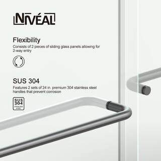 niveal Vale 60 in. W x 60 in. H Sliding Semi Frameless Tub Door in Matte Black Finish LU97-6060MB