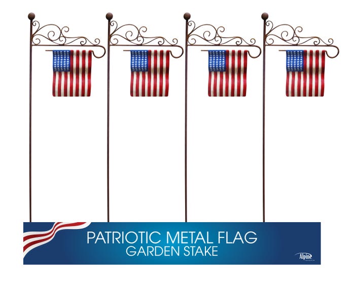 Alpine American Flag Metal Garden Stake NCY152