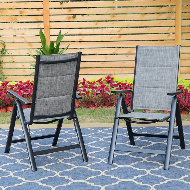 2pk Outdoor Padded Textilene Dining Chairs With Aluminum Frame Captiva Designs