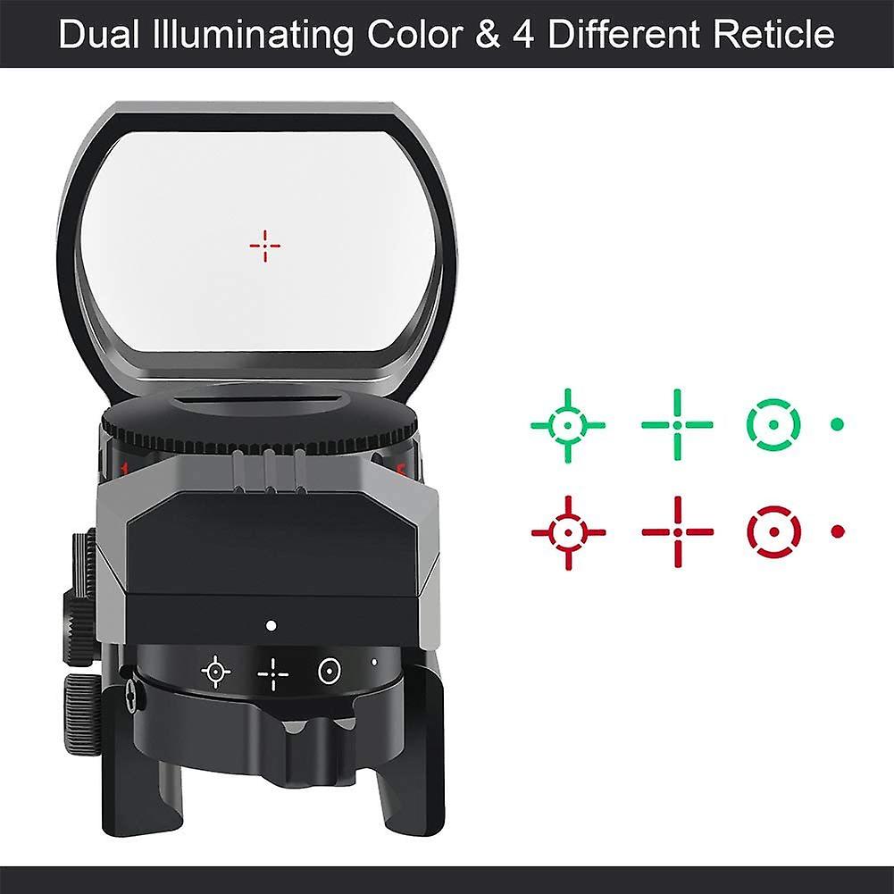 20mm Rail Tactical Multi Reticle 4 Red and Green Dot Sight Scope dovetail Red Dot Sight Mounts，（black）