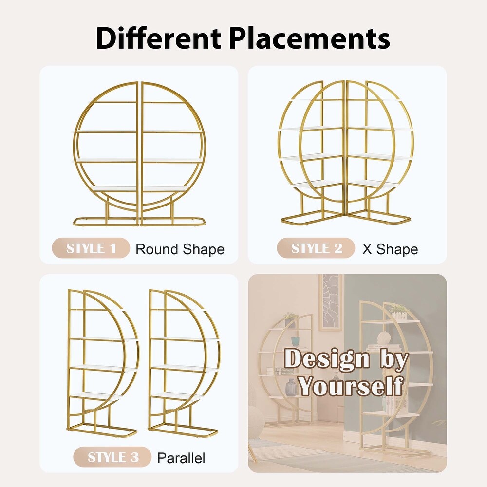 4 Tiers Home Office Open Bookshelf Round Shape