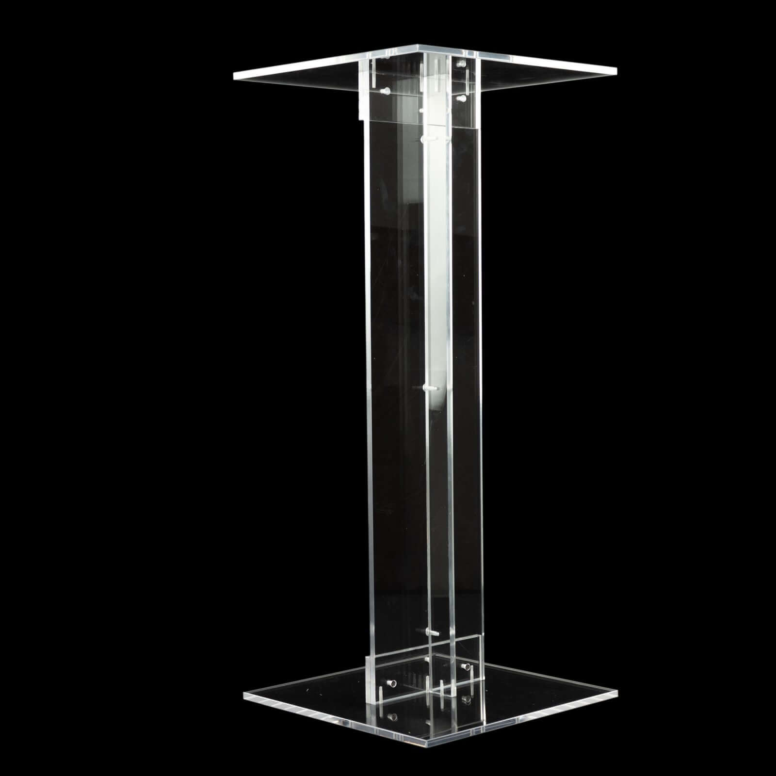 Heavy Duty Acrylic Wedding Display Stand with Square Bases, Clear Plexiglass Flower Pedestal Stand 10mm Thick Plate 32