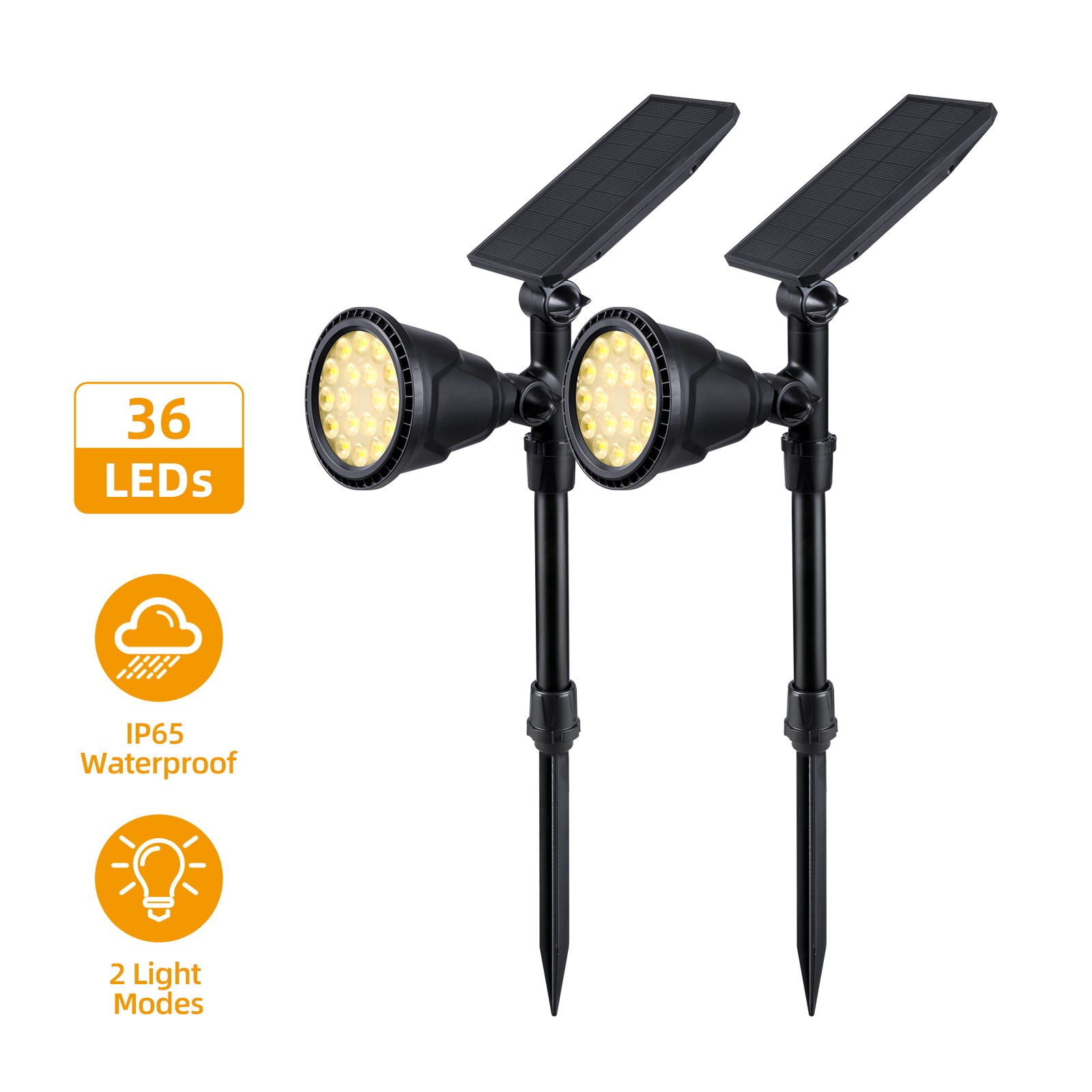 Solar Flood Spotlights， Outdoor Landscape Solar Powered Flood Wall Light Dusk to Dawn Decoration Lighting for Yard Garden Walkway Porch Pool Driveway