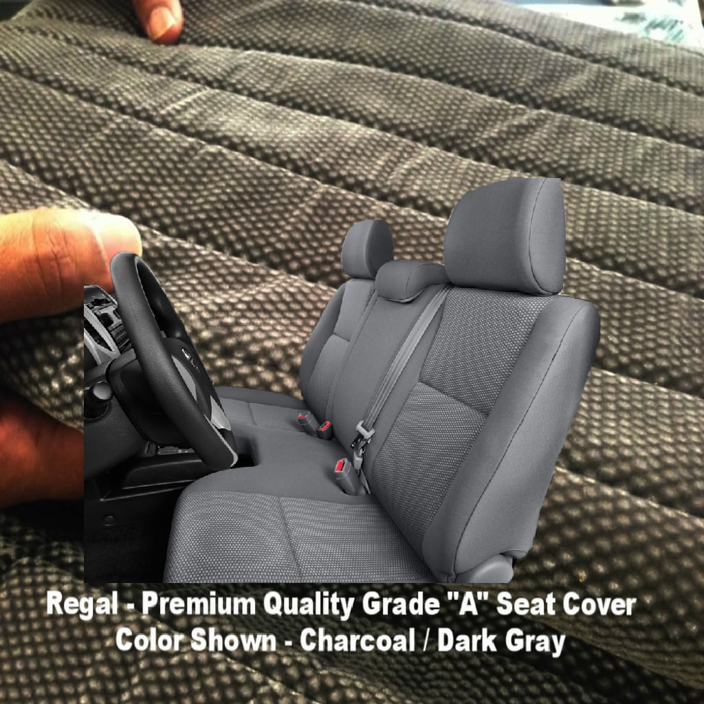 Automotive Seat Cover for Toyota Tacoma 2005 - 2014 Front Bench 3 Adj H/R Large Notched Cushion Charcoal