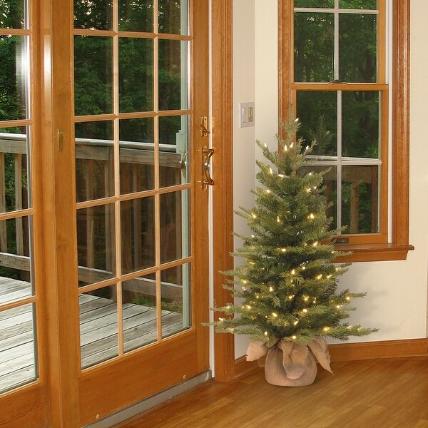 National Tree Company 3 ft. Feel Real Nordic Spruce PreLit Tree in Burlap